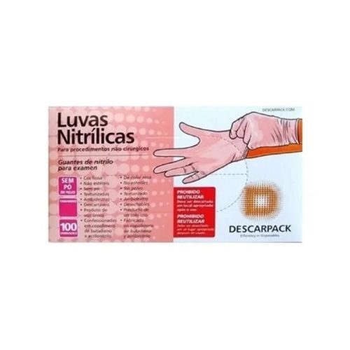 LUVA DE PROCEDIMENTO NITRILICA SEM PO ROSA DESCARPACK